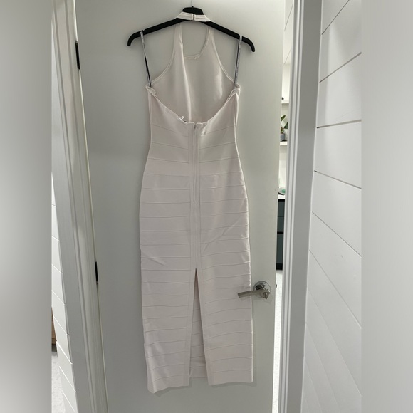 Hervé Leger Paris Halter Icon Gown White Bandage Dress L - Picture 8 of 11